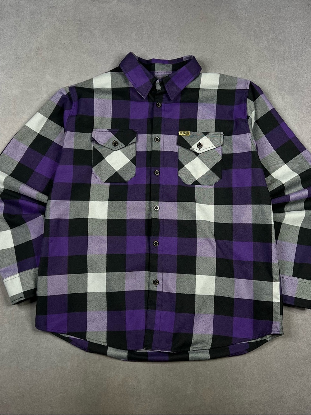 DIXXON Purple Black White Plaid Button-Down Shirt